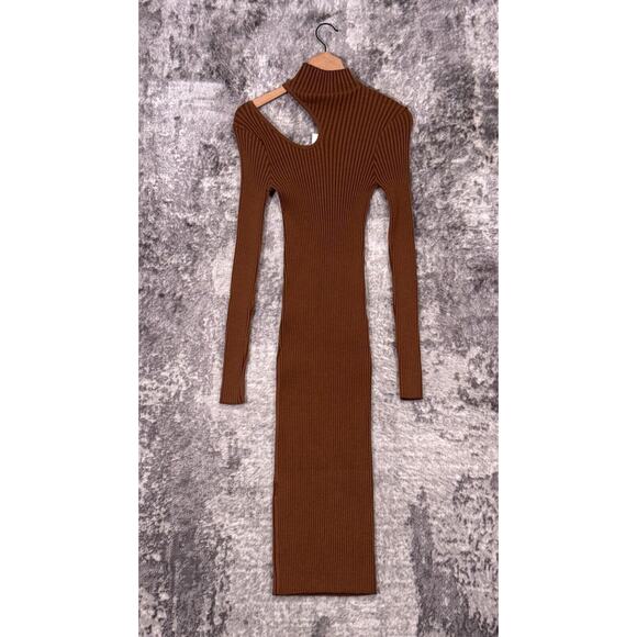 New Anine Bing Dress Medium Womens Victoria Turtleneck Shoulder Cut Out Midi - Picture 3 of 9